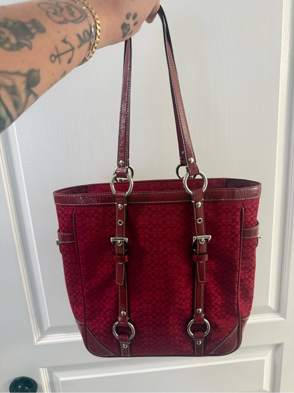 Vintage Y2K Coach Turnlock Red Tote - Picture 6 of 9